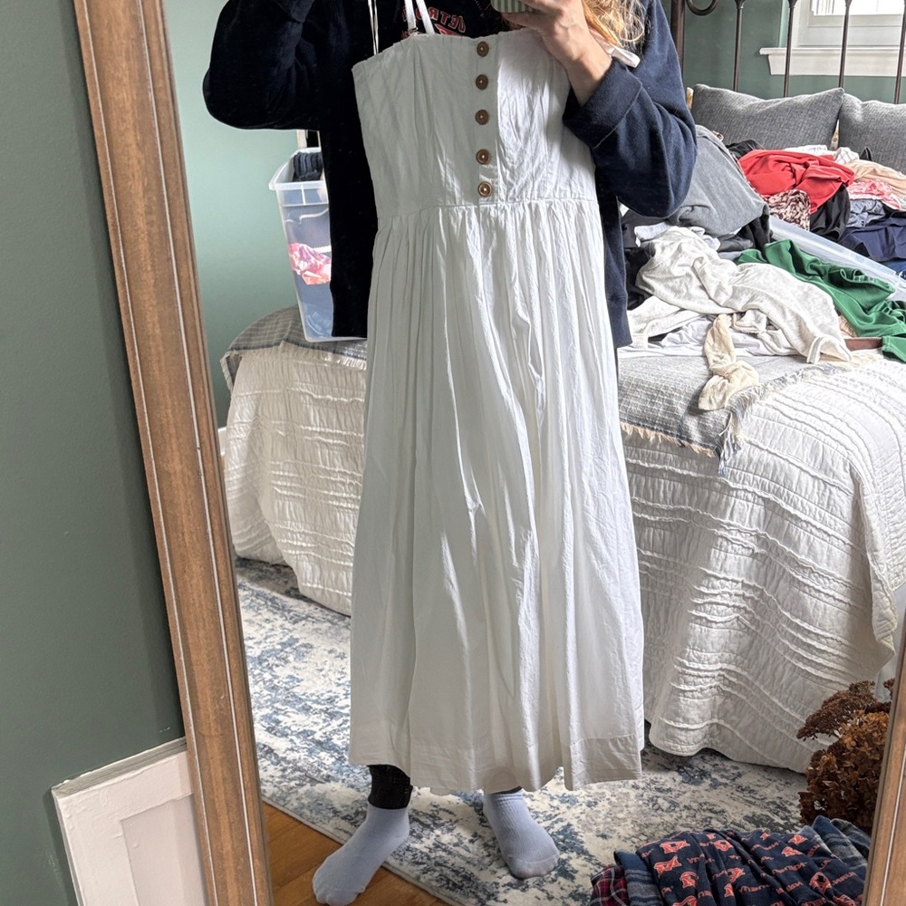 Free People White Button-Front Maxi Dress